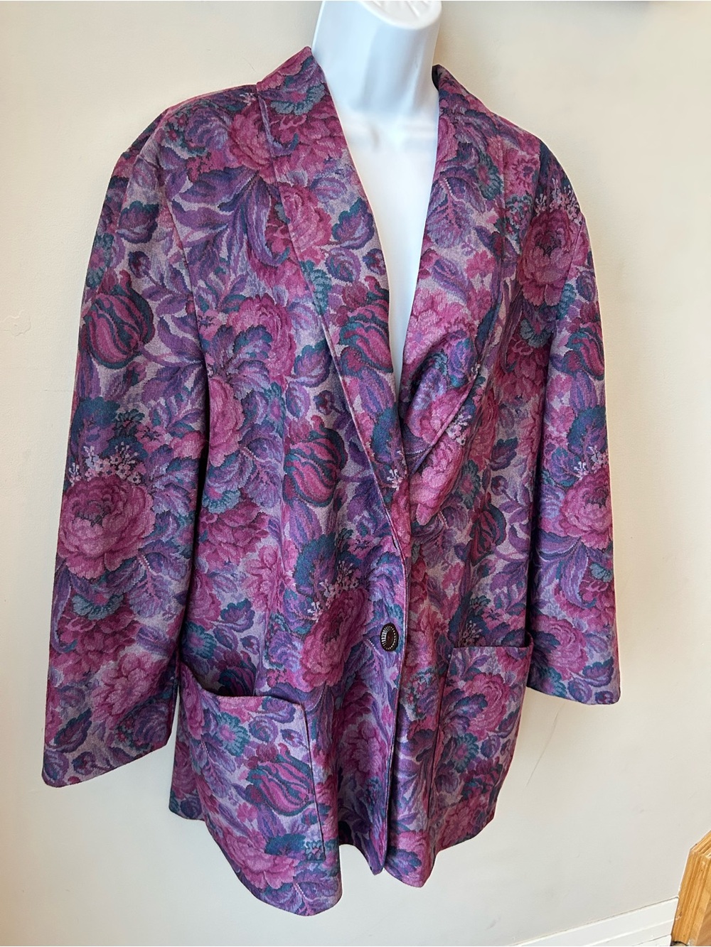Vintage Functionals Collection Floral Tapestry Blazer Purple Pink Boho Chic XL - Picture 2 of 12